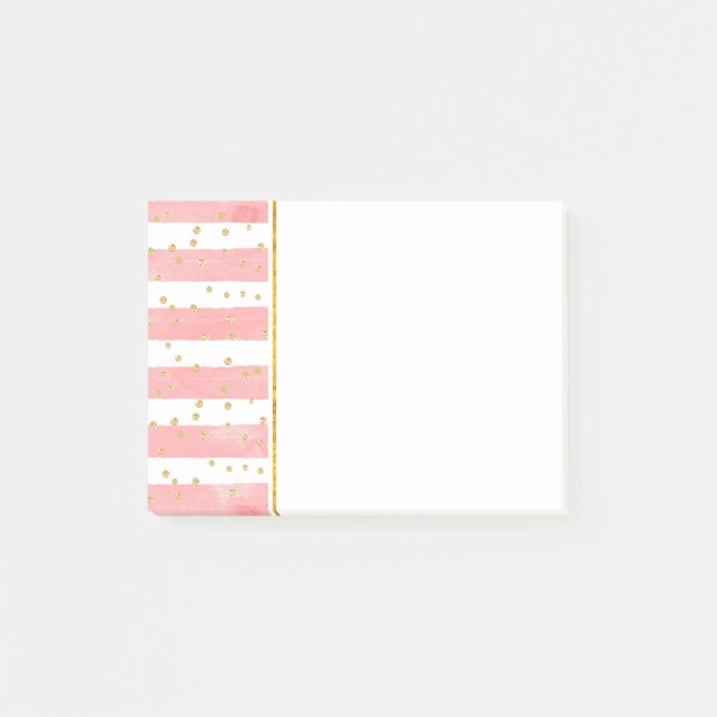 Rosa  Rand | Faux Guld Confetti Post-it Block (Framsida)