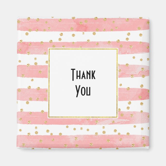 Rosa  Rand | Faux Guld Confetti Tack Magnet (Framsidan)