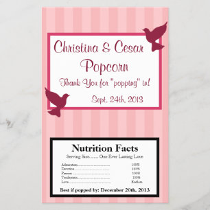 Rosa Rand för popcorn Wrapper Love birds Flygblad