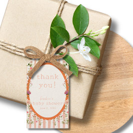 Rosa Rand Garden Blommigt Baby Shower Presentetikett