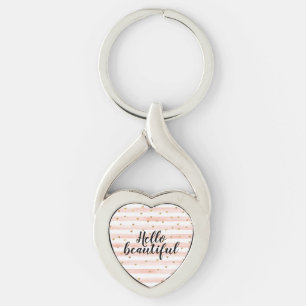 Rosa Rand Guld Hearts Twisted Heart Silverfärgad Nyckelring