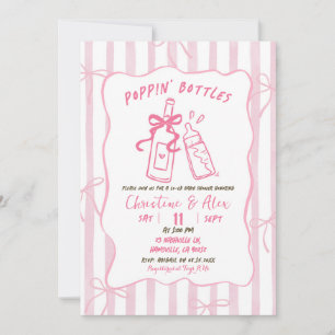 Rosa Rand Hand plockade Poppin Flaskor Baby Shower Inbjudningar