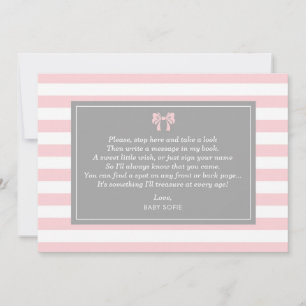 Rosa Rand med Bow Baby Shower Guest Bok Inbjudningar