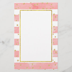 Rosa Rand med Faux Guld Confetti Brevpapper