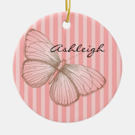 Rosa Rand med fjäril Julgransprydnad Keramik