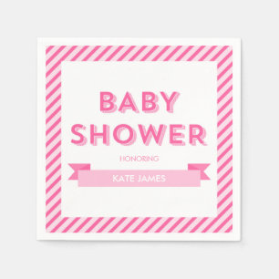 Rosa Rand Modern Baby Shower Pappersservett