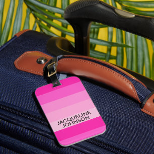Rosa Rand Modern och feminin Monogram Namn Bagagebricka