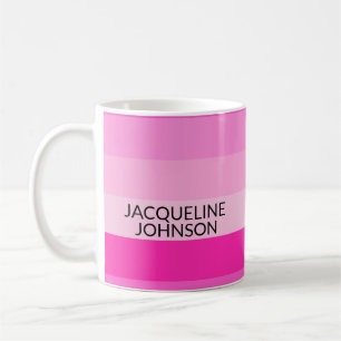 Rosa Rand Modern och feminin Monogram Namn Kaffemugg