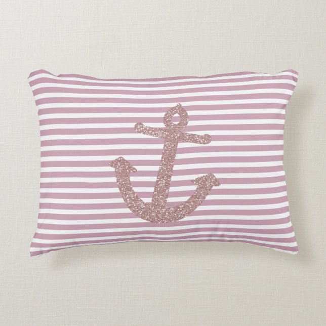 Rosa Rand Nautical Anchor Prydnadskudde (Framsidan)