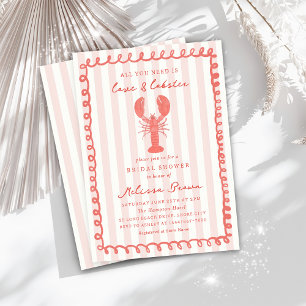 Rosa Rand Nautical Lobster Möhippa Inbjudningar