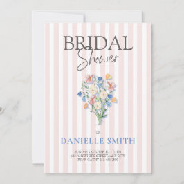 Rosa Rand och Blommigt Inbjudningskort för möhippa