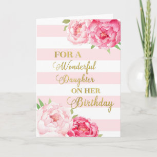 Rosa Rand och Blommor Dotter Birthday Card Kort