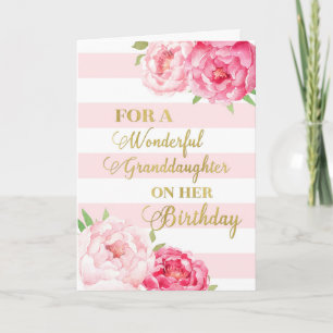 Rosa Rand och Flowers Granddotters Födelsedag Kort