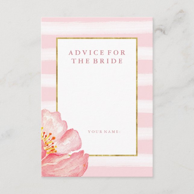 Rosa Rand och Peony Advice för Bride Rådkort (Framsida)