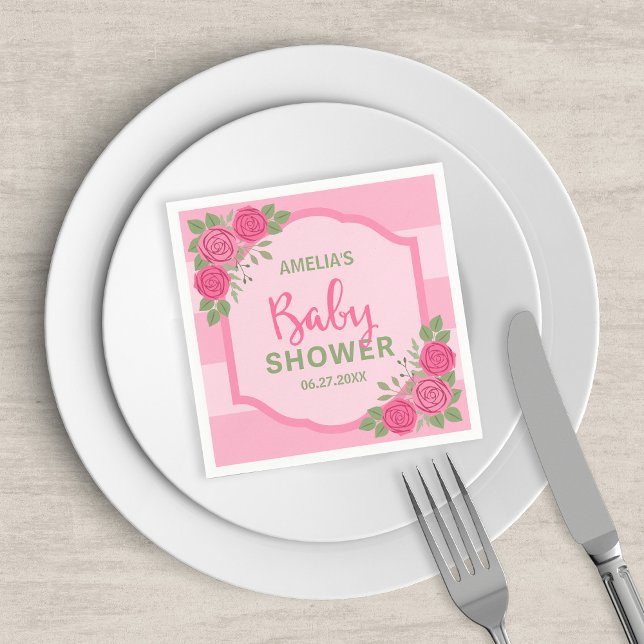 Rosa Rand och Ro Baby Shower Pappersservett (Skapare uppladdad)