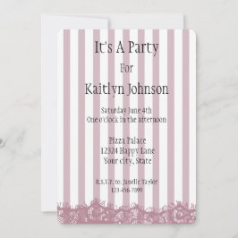 Rosa Rand och Snöre Inbjudningar