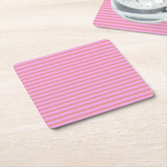 Rosa Rand Papper Underlägg Kvadrat (Vinklad)