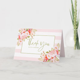 Rosa Rand Peonies Blommigt Tack för ditt kort