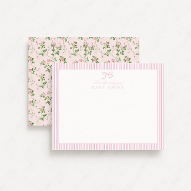 Rosa Rand & Ro Blommigt Baby Nursery Card Inbjudningar (Skapare uppladdad)