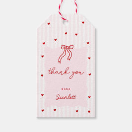 Rosa rand rött hjärta Lilla älskling Födelsedag Presentetikett
