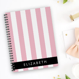 Rosa Rand, Stripe Mönster, Linjer, Ditt namn Anteckningsbok
