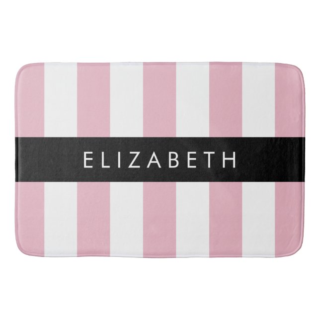 Rosa Rand, Stripe Mönster, Linjer, Ditt namn Badrumsmatta (Framsidan)
