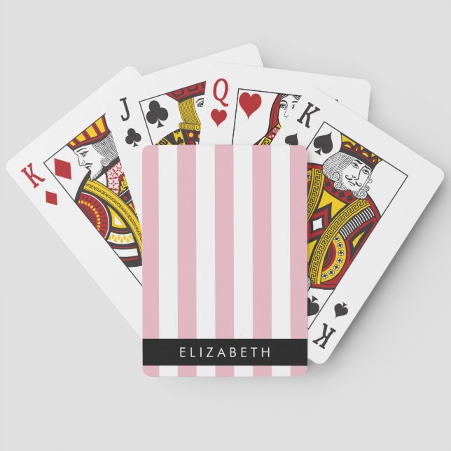 Rosa Rand, Stripe Mönster, Linjer, Ditt namn Casinokort (Baksidan)