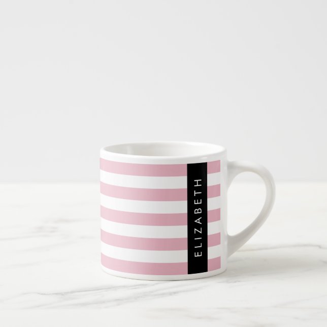 Rosa Rand, Stripe Mönster, Linjer, Ditt namn Espressomugg (Höger)