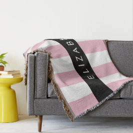 Rosa Rand, Stripe Mönster, Linjer, Ditt namn Filt