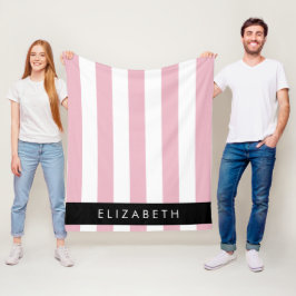 Rosa Rand, Stripe Mönster, Linjer, Ditt namn Fleecefilt