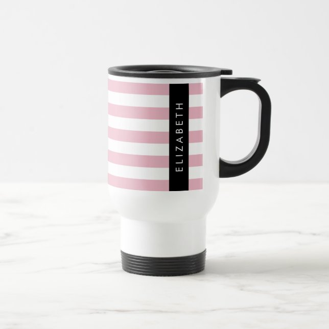 Rosa Rand, Stripe Mönster, Linjer, Ditt namn Resemugg (Höger)