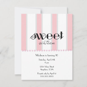 Rosa Rand Sweet 16 Inbjudan