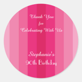 Rosa Rand Tack Födelsedagsfest Personlig Runt Klistermärke