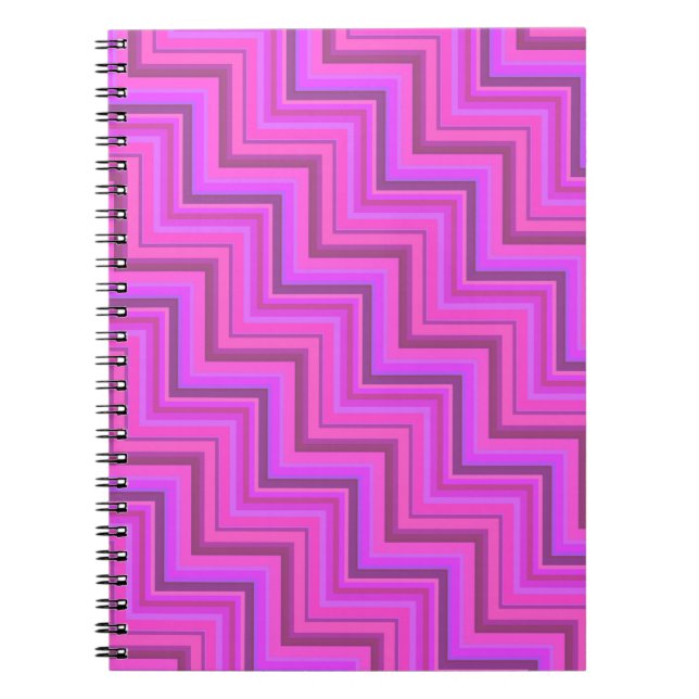 Rosa rand trappor mönster anteckningsbok med spiral (Framsidan)
