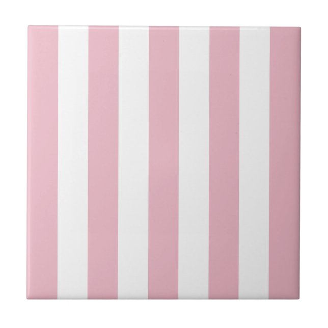 Rosa Rand, Vita Rand, Stripe Mönster Kakelplatta (Framsidan)