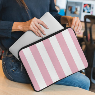 Rosa Rand, Vita Rand, Stripe Mönster Laptop Fodral