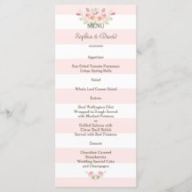 Rosa Rand Watercolor Flowers Bröllop Menu