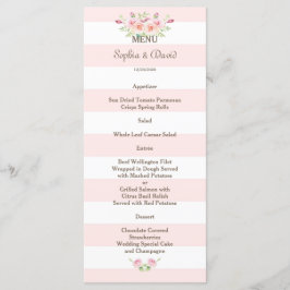 Rosa Rand Watercolor Flowers Bröllop Menu Meny