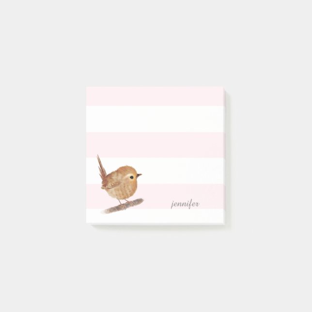 Rosa Rand Wren Bird Post-it® Notes Post-it Block (Framsida)