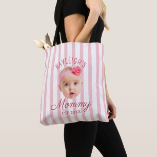 Rosa ränder Anpassad bild Foto Minnessak Mamma Mam Tygkasse