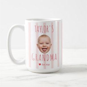 Rosa Ränder Anpassad Foto & Namn Baby Ansikte Morm Kaffemugg