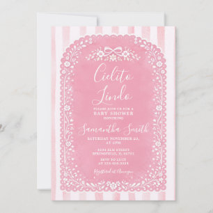 Rosa ränder Baby Shower Cielito Lindo Talavera Inbjudningar