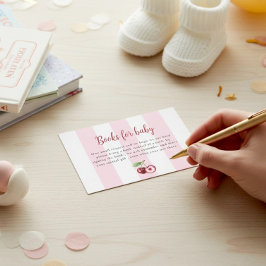 Rosa ränder Körsbär Böcker för Baby Shower Tilläggskort