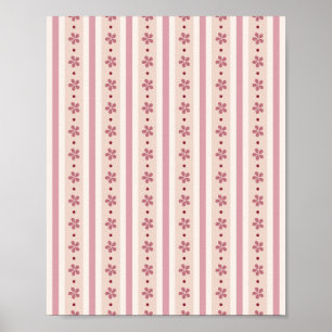 Rosa ränder och blommor poster