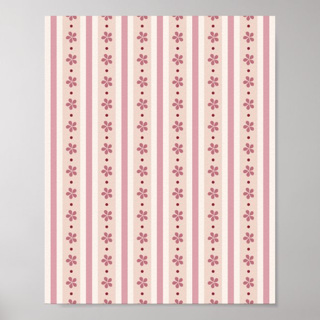 Rosa ränder och blommor poster (Framsidan)