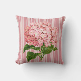 Rosa ränder och hortensia kudde