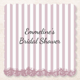 Rosa ränder och spets bröllopsfest underlägg papper