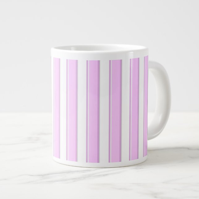 Rosa ränder på vit jumbo mugg (Framsida höger)