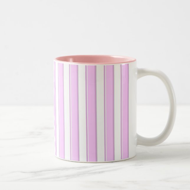Rosa ränder på vit Två-Tonad mugg (Höger)