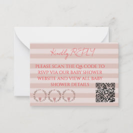 Rosa ränder QR-kod RSVP Anteckningskort